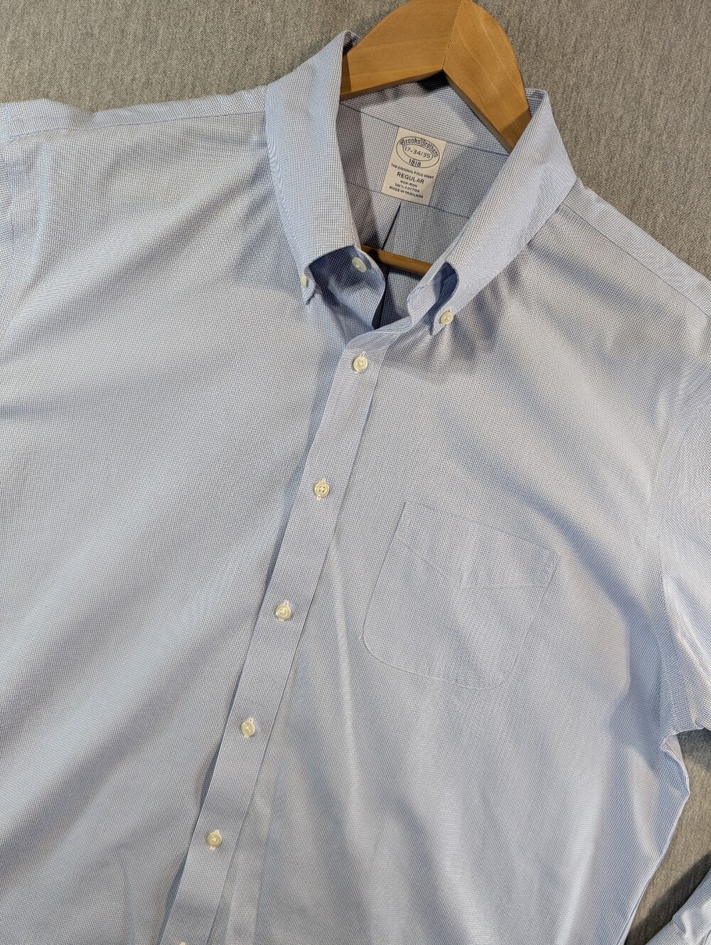 Brooks Brothers Dress Shirt Men's 17-34/35 Regular Fit Non-Iron Blue Check